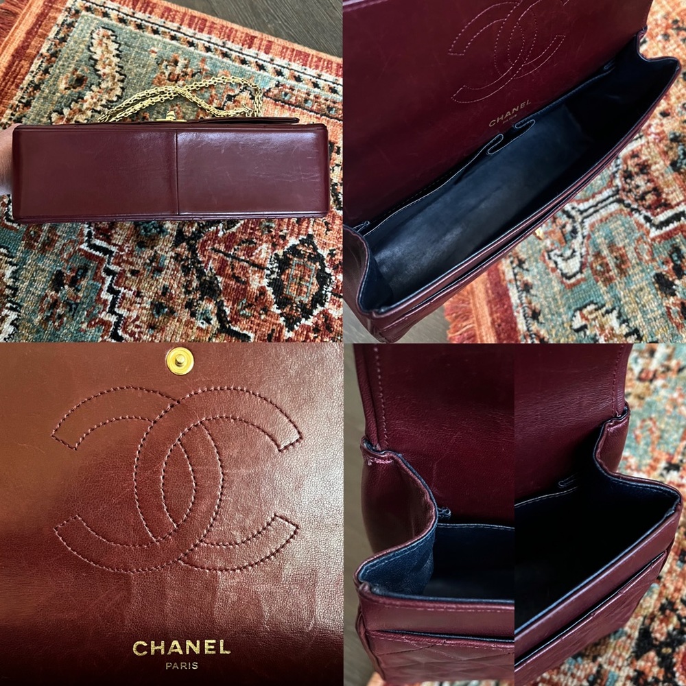 ❌RESERVED❌Chanel Classic Vintage Bijoux Chain Burgundy Medium Double Flap Bag - Picture 10 of 11